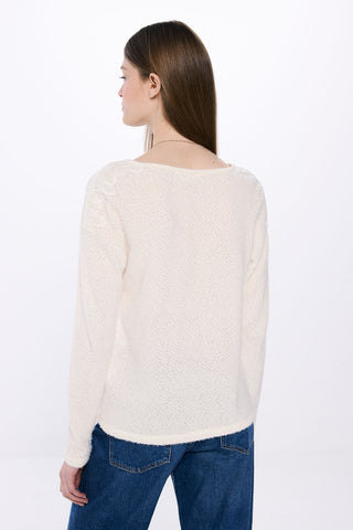 Camiseta Manga Larga con Detalle de Crochet