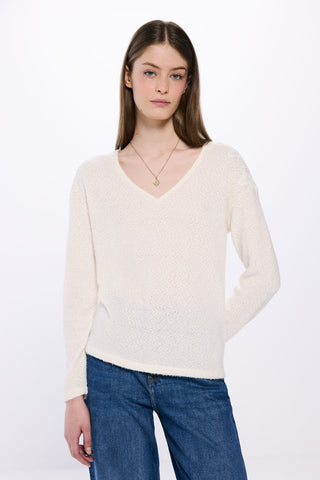 Camiseta Manga Larga con Detalle de Crochet