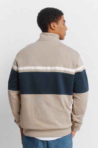 High-Neck Striped Sweatshirt