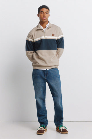High-Neck Striped Sweatshirt