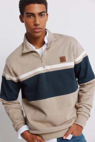 High-Neck Striped Sweatshirt