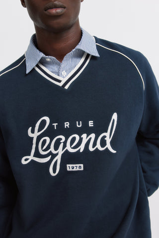 V-Neck Sweatshirt with Embroidered Detail