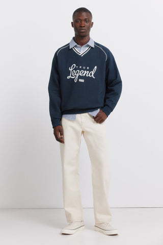 V-Neck Sweatshirt with Embroidered Detail