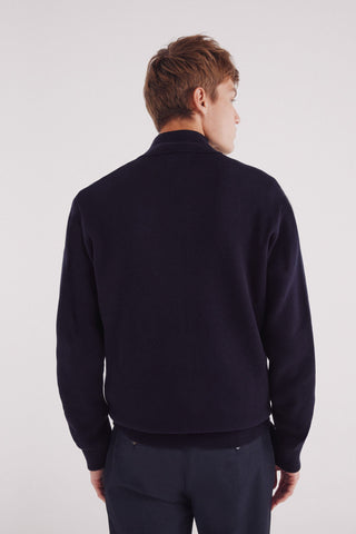 Cárdigan Cuello Alto de Algodón con Cremallera