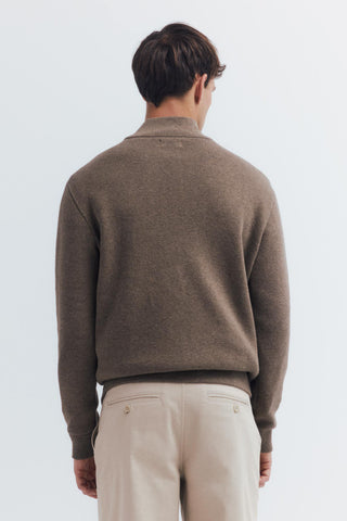 Cárdigan Cuello Alto de Algodón con Cremallera