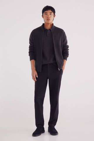 Cárdigan Cuello Alto de Algodón con Cremallera