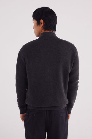 Cárdigan Cuello Alto de Algodón con Cremallera