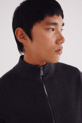 Cárdigan Cuello Alto de Algodón con Cremallera