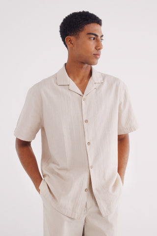 Camisa Manga Corta con Tejido Jacquard