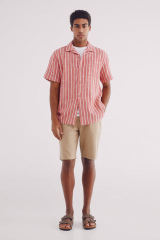 Camisa Manga Corta con Estampado de Rayas