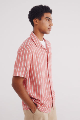 Camisa Manga Corta con Estampado de Rayas