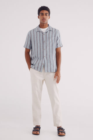 Camisa Manga Corta con Estampado de Rayas