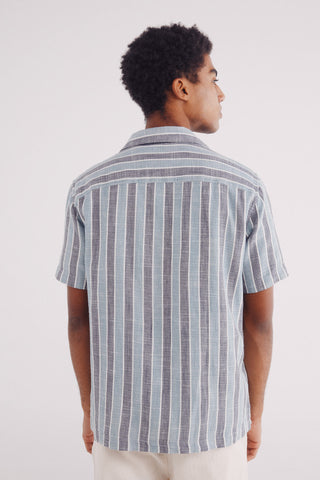 Camisa Manga Corta con Estampado de Rayas