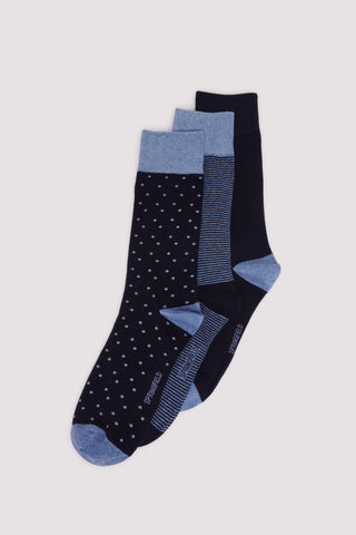 Paquete de 3 Medias con Estampado de Algodón, Hombre