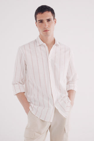 Camisa Manga Larga con Estampado Rayas
