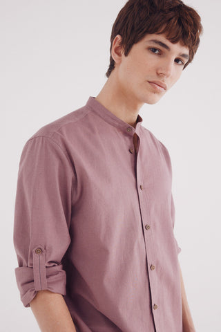 Camisa Manga Larga Cuello Mao