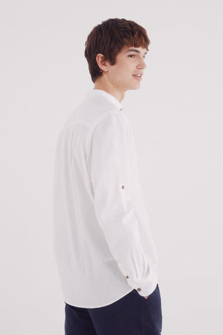 Camisa Manga Larga Cuello Mao