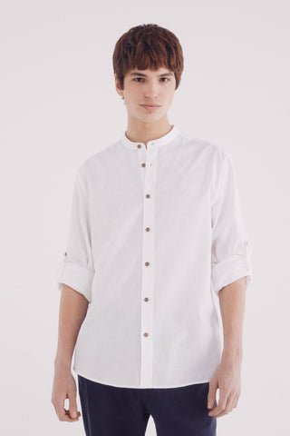 Camisa Manga Larga Cuello Mao