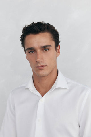 Camisa Manga Larga con Logo Bordado de Algodón