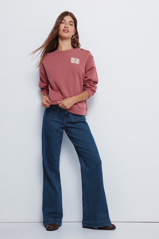 Sudadera Cuello Redondo con Detalle Botones