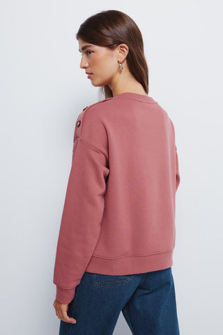 Sudadera Cuello Redondo con Detalle Botones