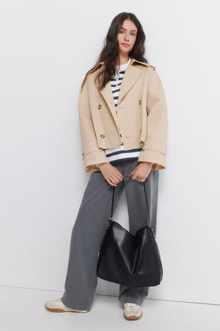 Sudadera Cuello Alto con Estampado Rayas