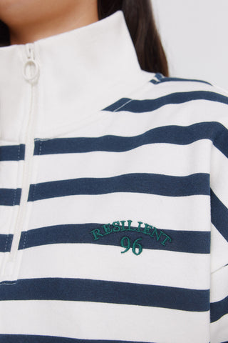 Sudadera Cuello Alto con Estampado Rayas