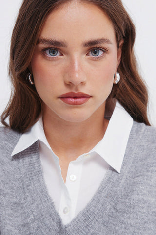 Sudadera con Cuello Camisero Detalle Canalé