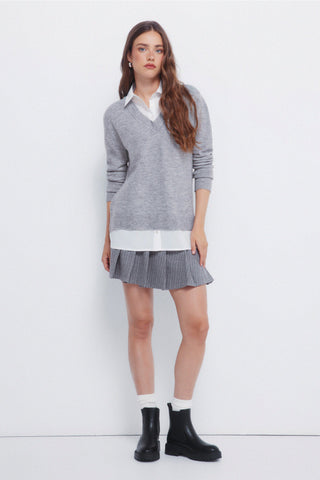 Sudadera con Cuello Camisero Detalle Canalé