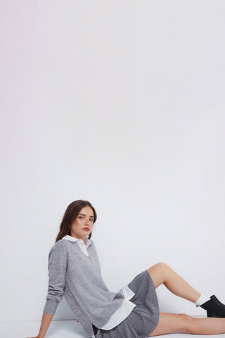 Sudadera con Cuello Camisero Detalle Canalé