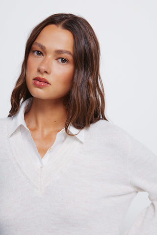 Sudadera con Cuello Camisero Detalle Canalé