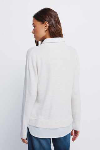 Sudadera con Cuello Camisero Detalle Canalé