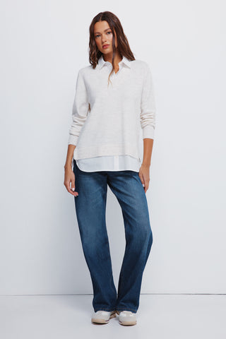 Sudadera con Cuello Camisero Detalle Canalé