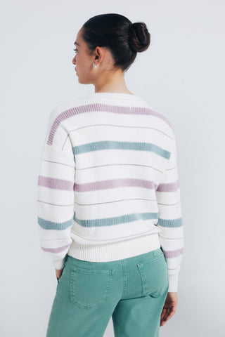 Sudadera Cuello Redondo Estampado Rayas
