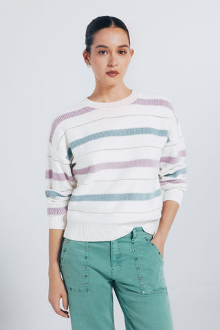 Sudadera Cuello Redondo Estampado Rayas