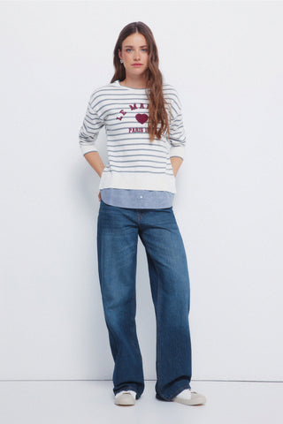 Sudadera Cuello Redondo Estampado Rayas