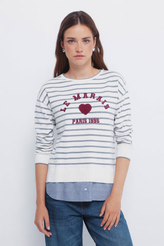 Sudadera Cuello Redondo Estampado Rayas