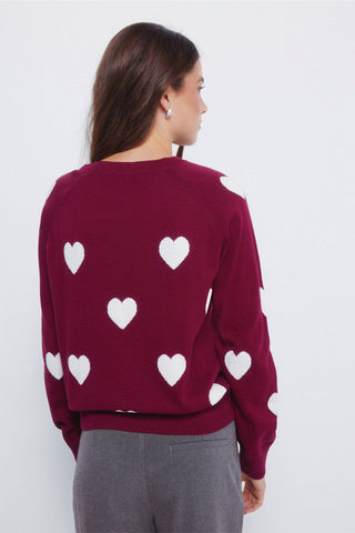 Sudadera Cuello Redondo con Estampado Corazones