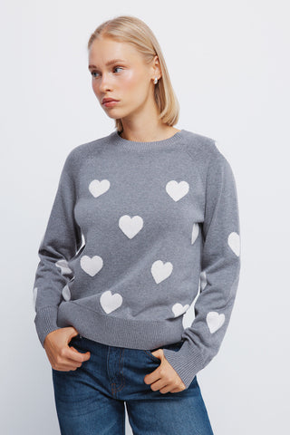Sudadera Cuello Redondo con Estampado Corazones