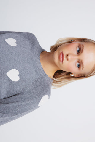 Sudadera Cuello Redondo con Estampado Corazones