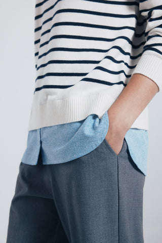 Sudadera con Detalle Bordado Estampado Rayas