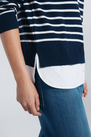 Sudadera con Detalle Bordado Estampado Rayas