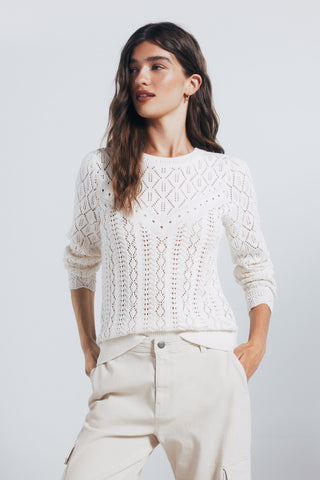 Sudadera Cuello Redondo con Detalles Calados