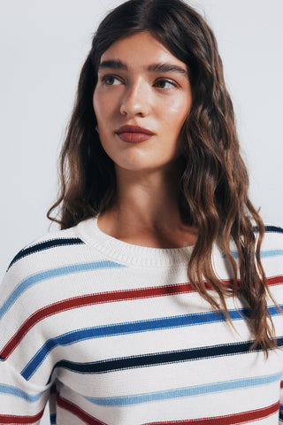 Sudadera Cuello Redondo con Estampado Rayas