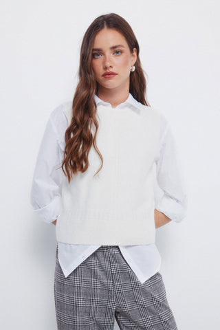 Chaleco sin Mangas de Punto Trenzado