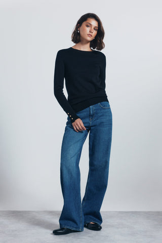 Sudadera Cuello Redondo con Detalle Botones