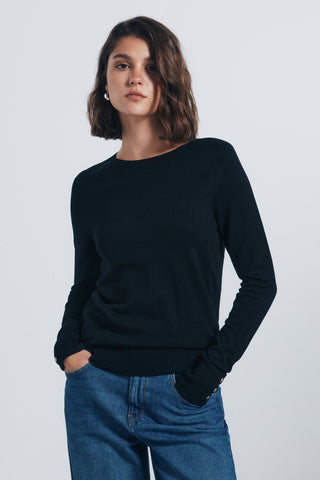 Sudadera Cuello Redondo con Detalle Botones