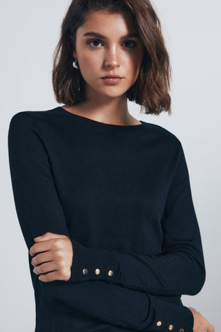 Sudadera Cuello Redondo con Detalle Botones