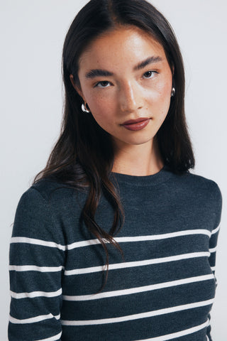 Vestido Midi Manga Larga con Tejido Canalé