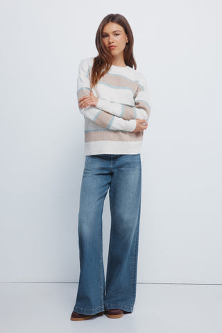 Sudadera Cuello Redondo Estampado Rayas